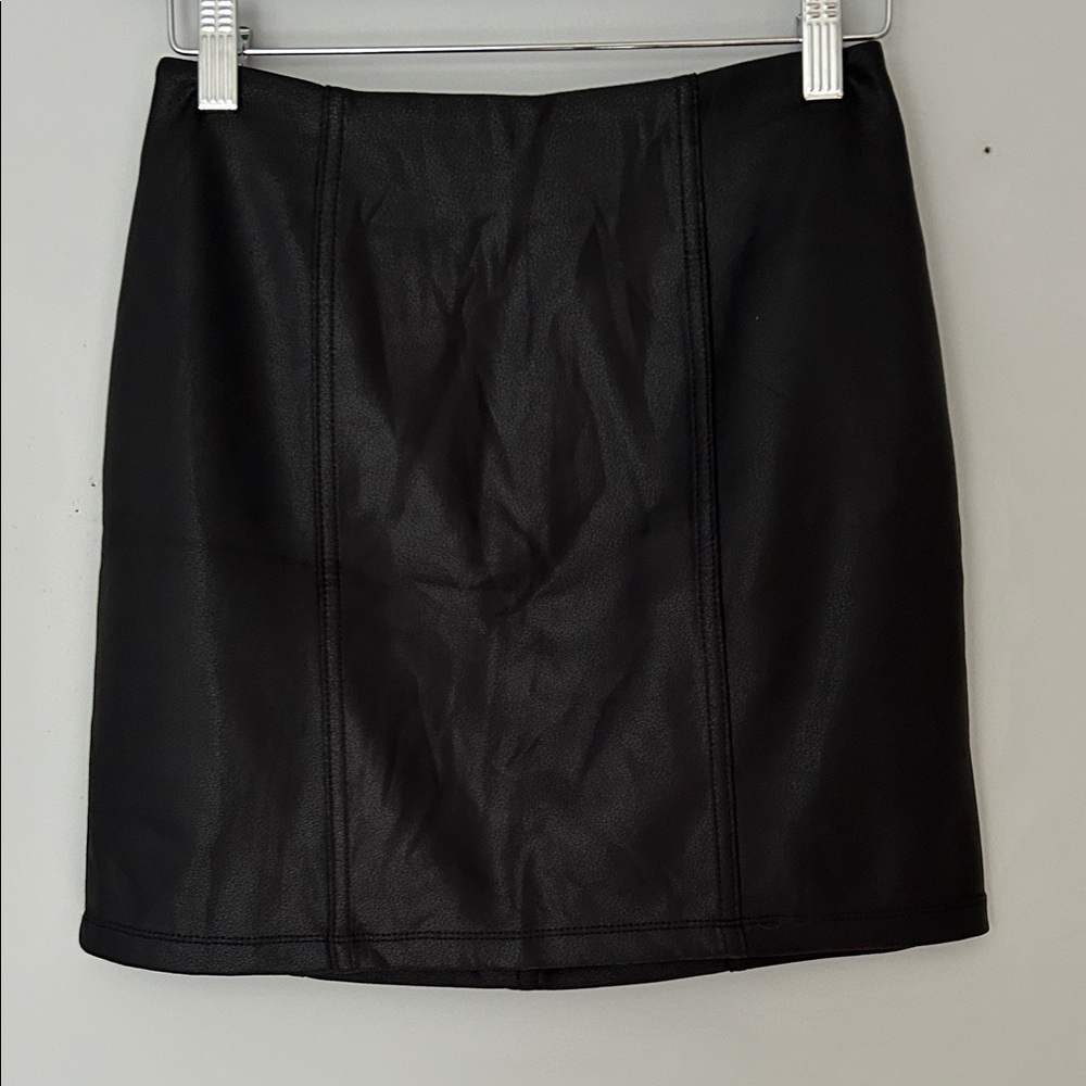 Altar’d State Black Faux Leather Mini Skirt Size Small